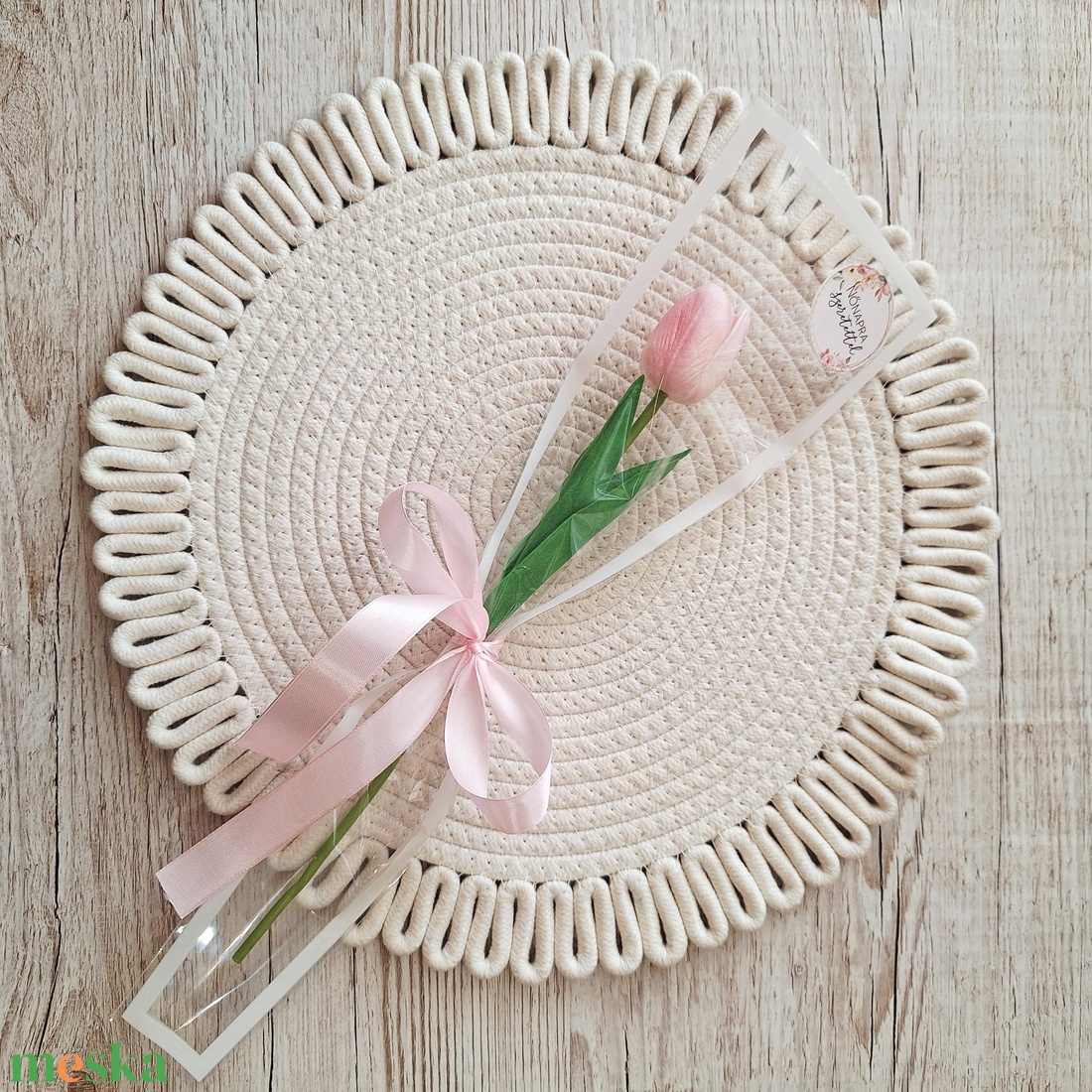 Szálas,ilattos habgumi tulipán celofán csomagolásban-rózsaszín - otthon & életmód - virágdekoráció - virágok - szálas virág - Meska.hu