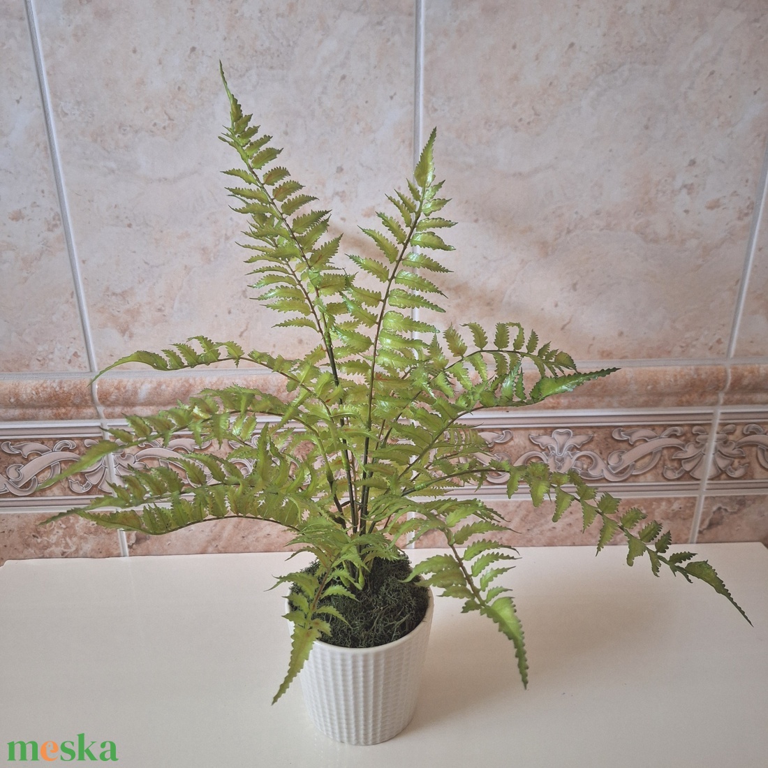 Élethű páfrány kerámia kaspóban - otthon & életmód - virágdekoráció - virágdíszek - virágdísz kaspóban - Meska.hu