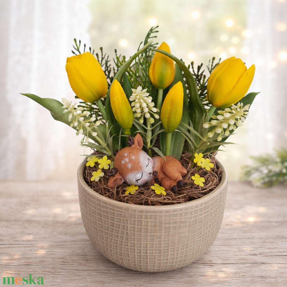 Őzikés tavaszi asztaldísz IV. - otthon & életmód - dekoráció - asztal és polc dekoráció - asztaldísz - Meska.hu