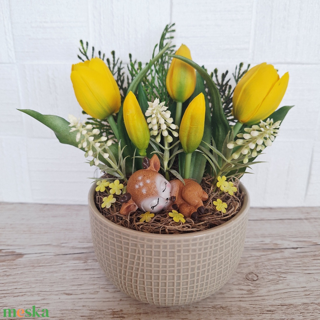 Őzikés tavaszi asztaldísz IV. - otthon & életmód - dekoráció - asztal és polc dekoráció - asztaldísz - Meska.hu