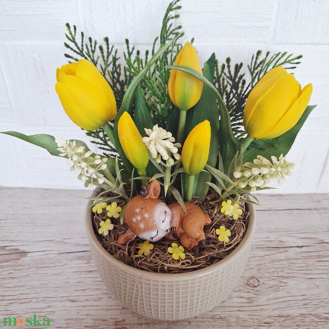 Őzikés tavaszi asztaldísz IV. - otthon & életmód - dekoráció - asztal és polc dekoráció - asztaldísz - Meska.hu