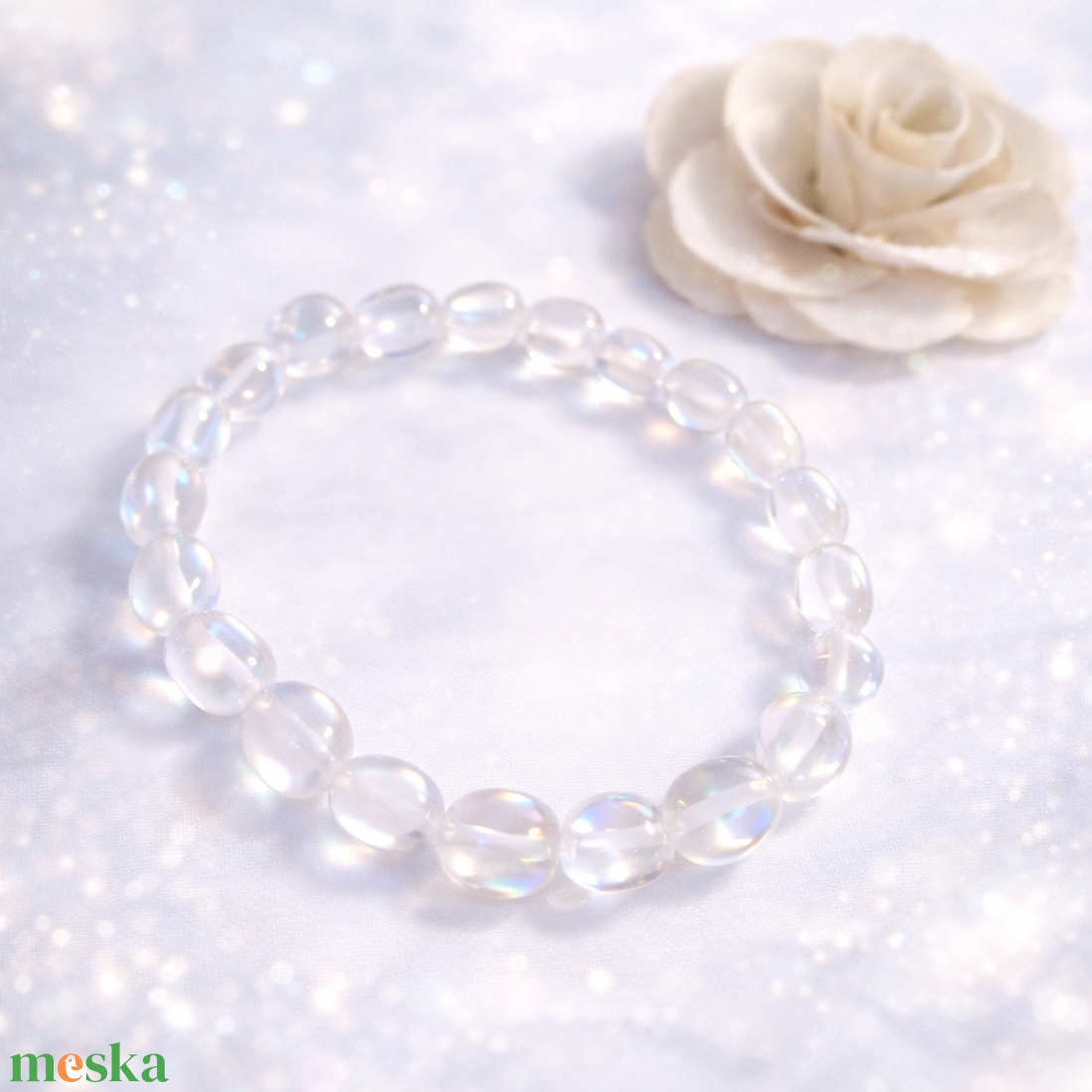 Angyal aura kvarc ásvány karkötő - ékszer - karkötő - gyöngyös karkötő - Meska.hu