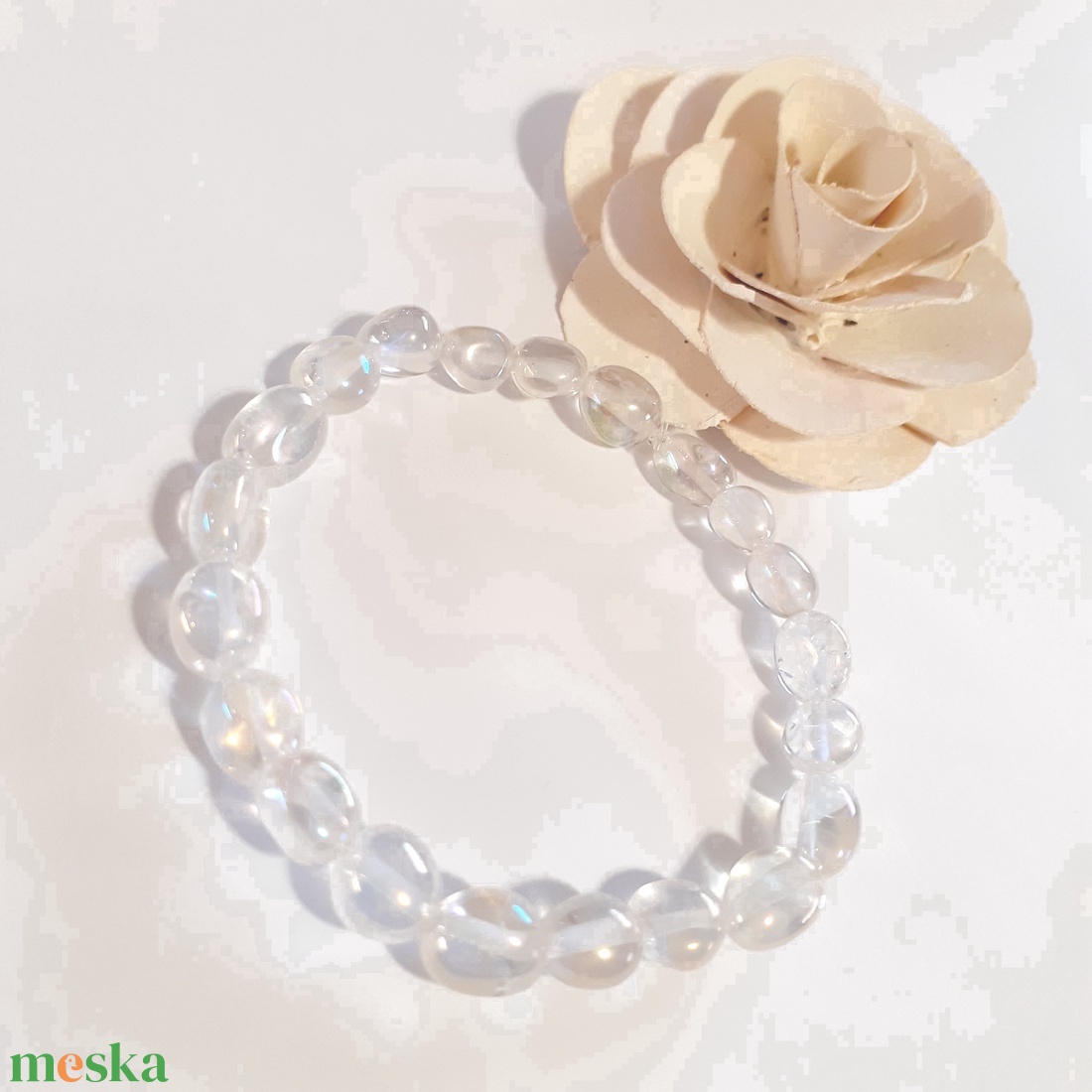 Angyal aura kvarc ásvány karkötő - ékszer - karkötő - gyöngyös karkötő - Meska.hu