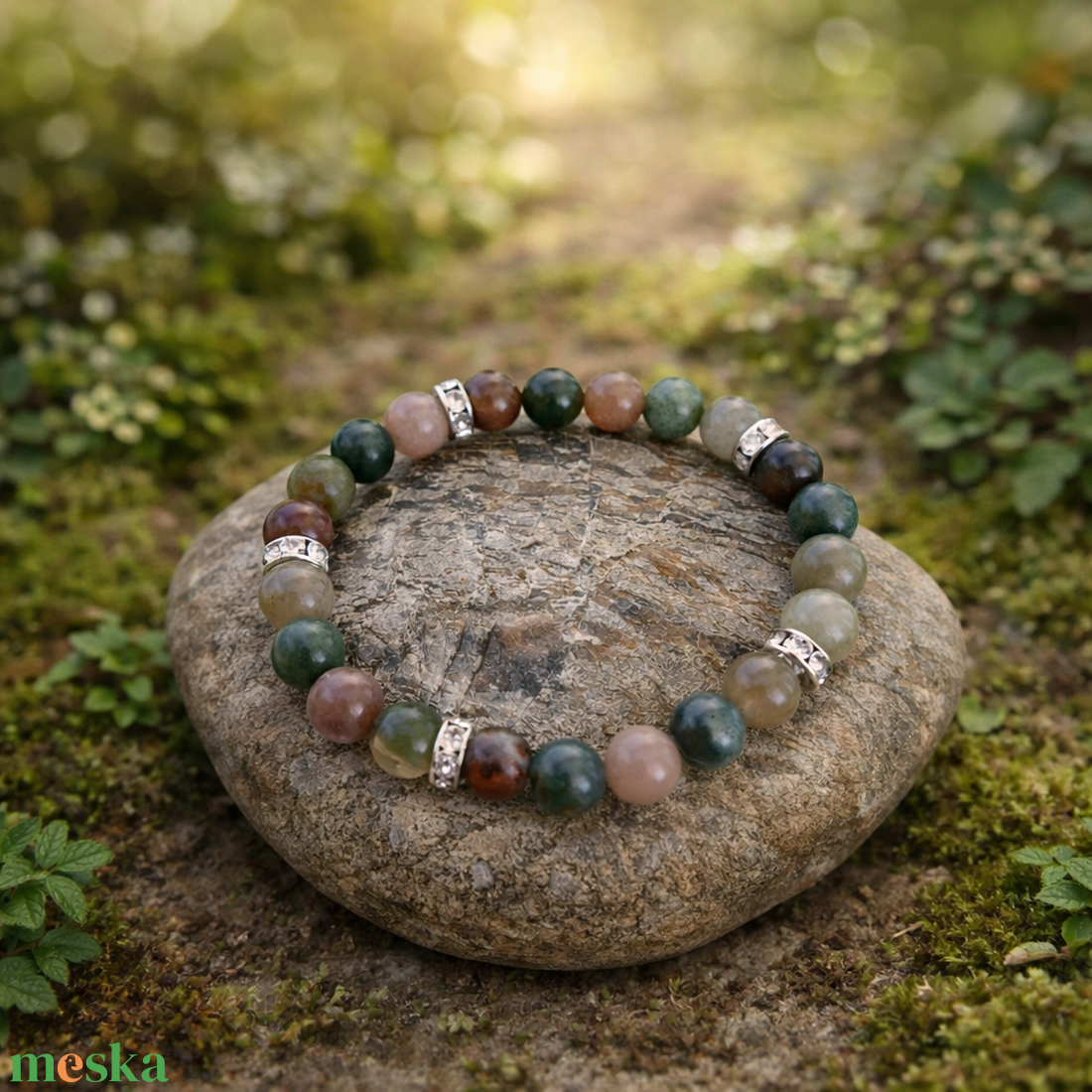 Achát ásvány karkötő - ékszer - karkötő - gyöngyös karkötő - Meska.hu