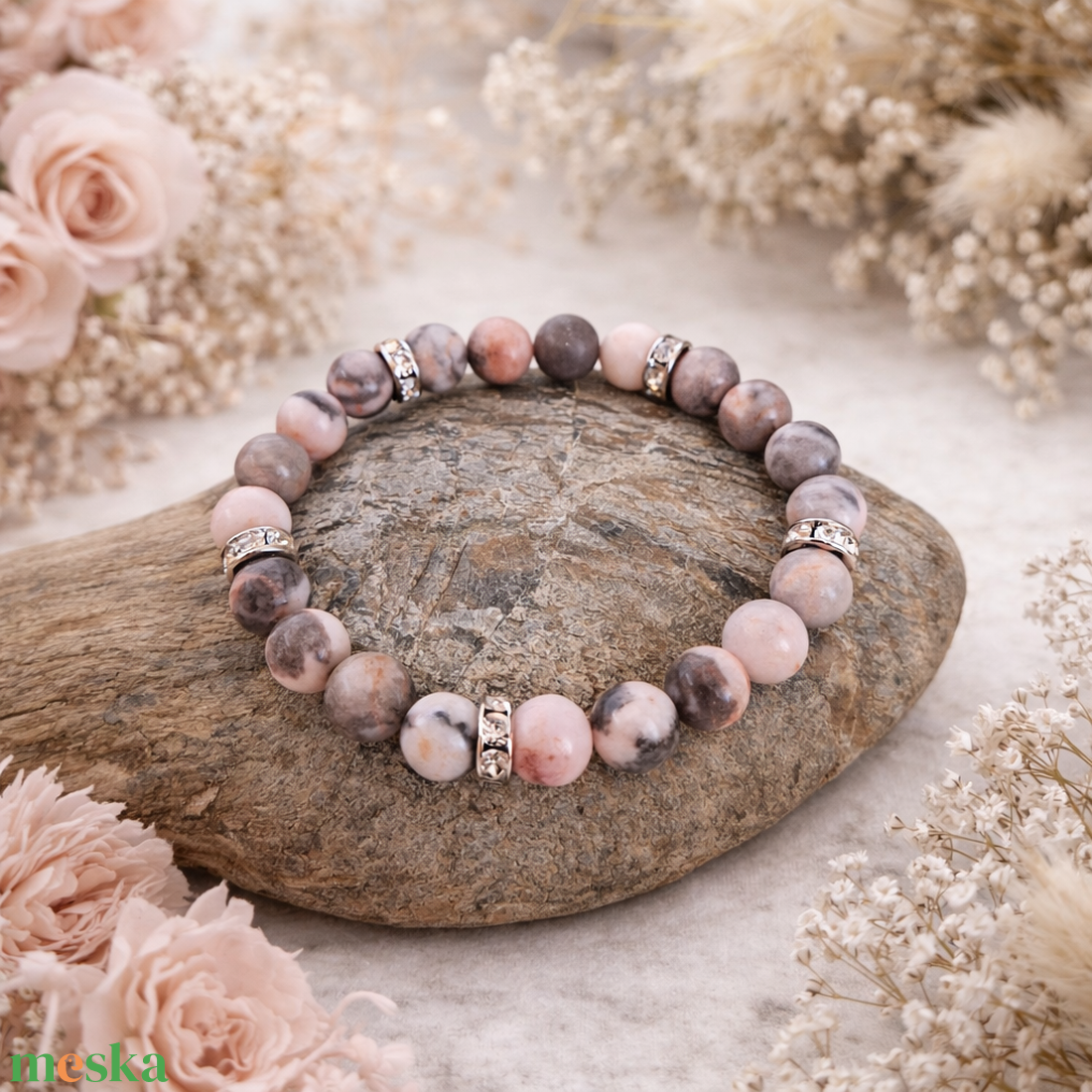 Zebrajáspis ásvány karkötő - ékszer - karkötő - gyöngyös karkötő - Meska.hu