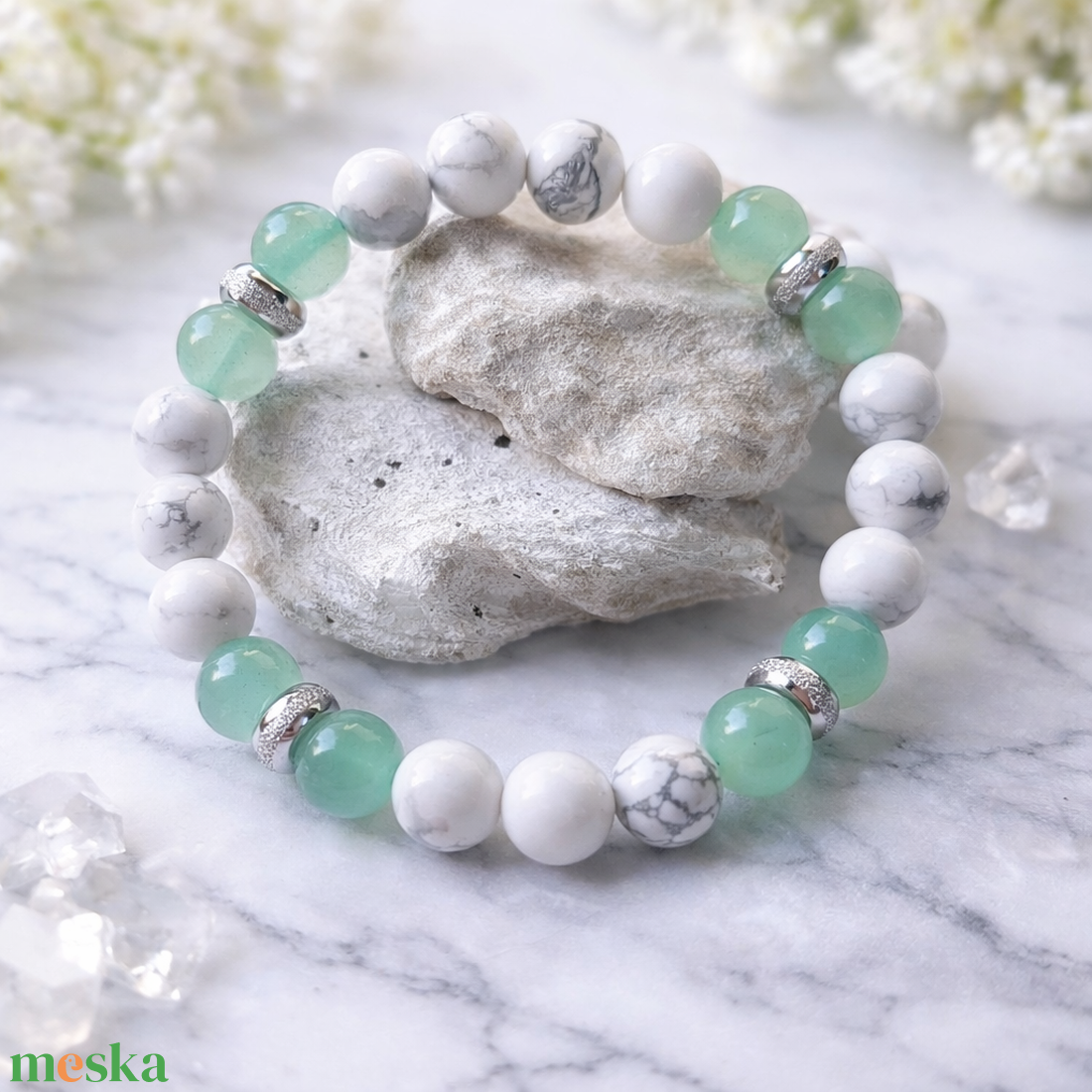 Howlit- Aventurin ásvány karkötő - ékszer - karkötő - gyöngyös karkötő - Meska.hu