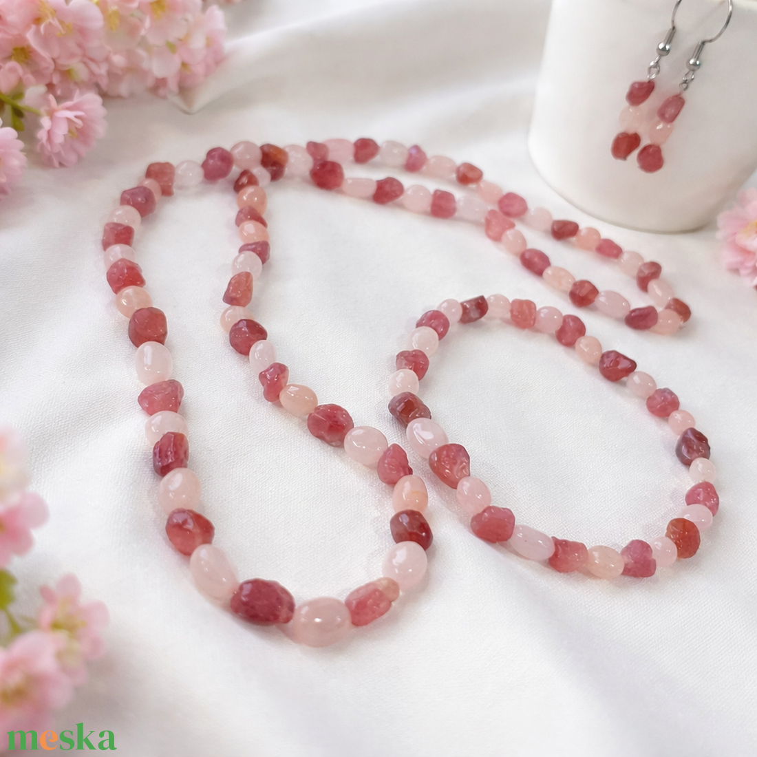 Turmalin és rózsakvarc ékszerszett - ékszer - ékszerszett - Meska.hu