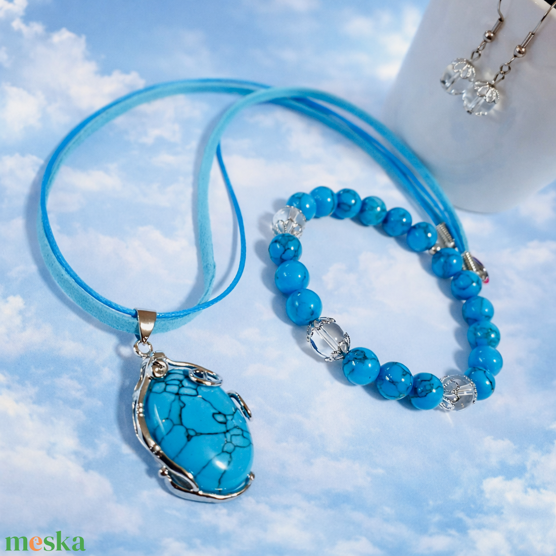 Türkiz ásvány ékszer szett - ékszer - ékszerszett - Meska.hu