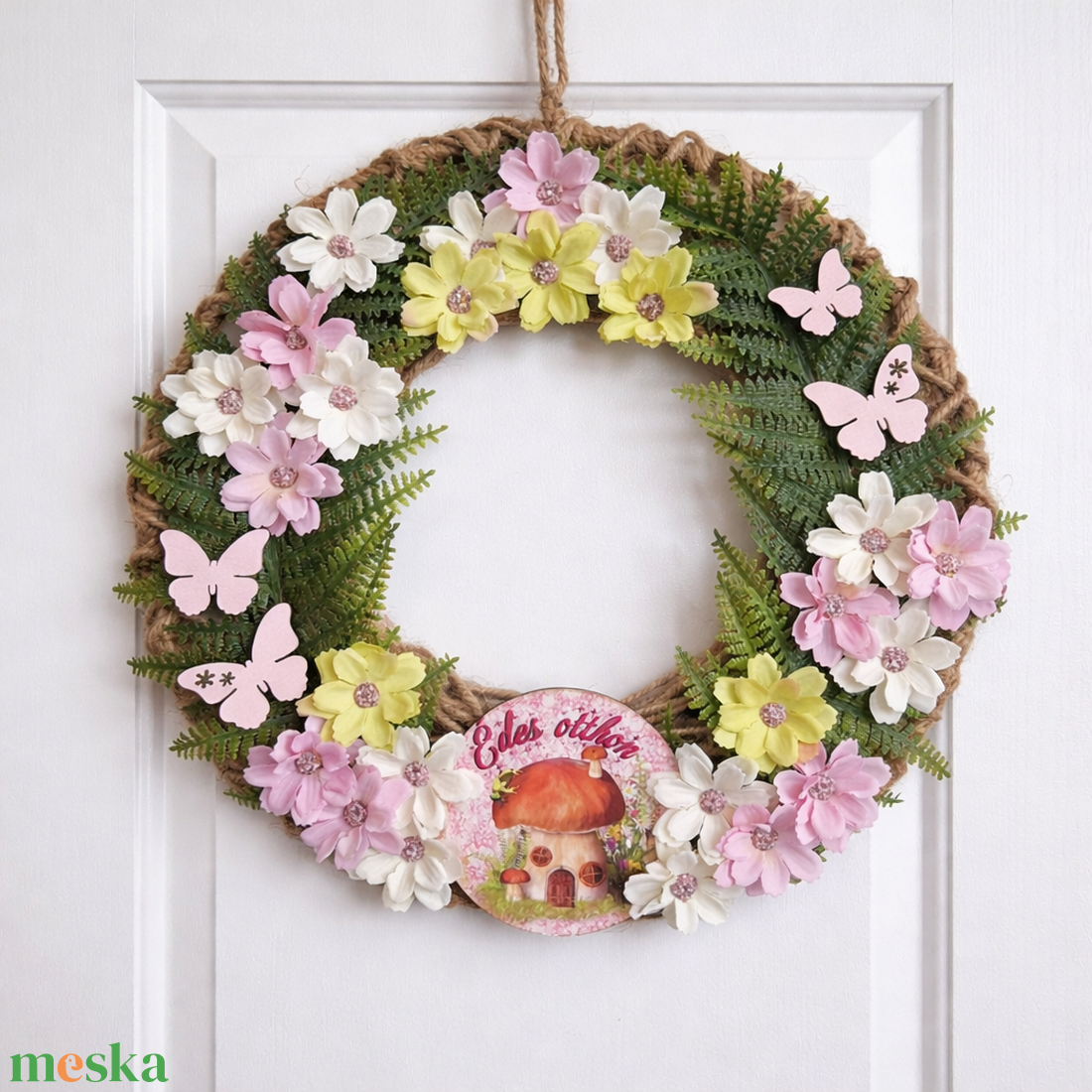 Tavaszi virágos ajtó- és fali dekoráció - otthon & életmód - dekoráció - ajtó- és ablak dekoráció - ajtódísz & kopogtató - Meska.hu