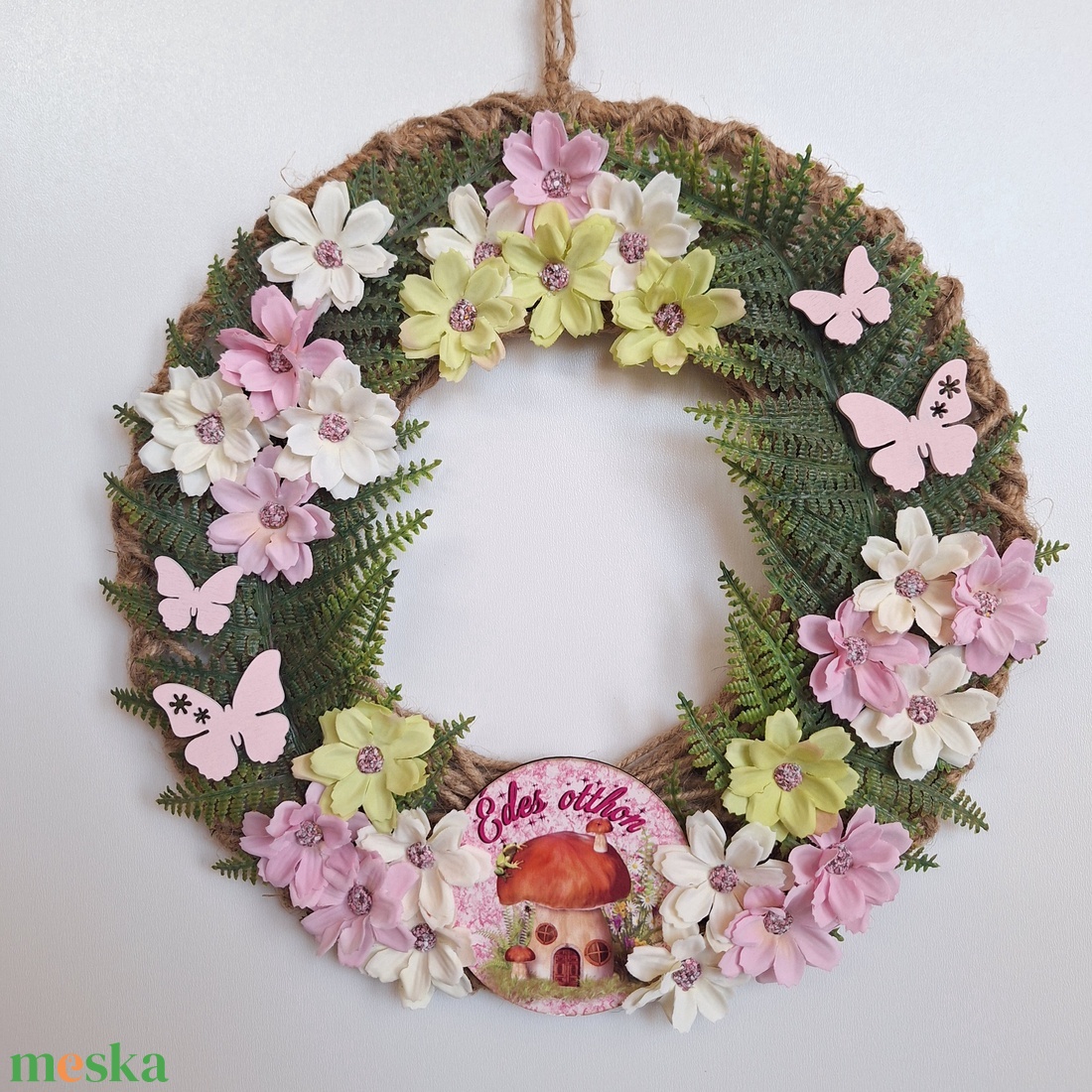 Tavaszi virágos ajtó- és fali dekoráció - otthon & életmód - dekoráció - ajtó- és ablak dekoráció - ajtódísz & kopogtató - Meska.hu