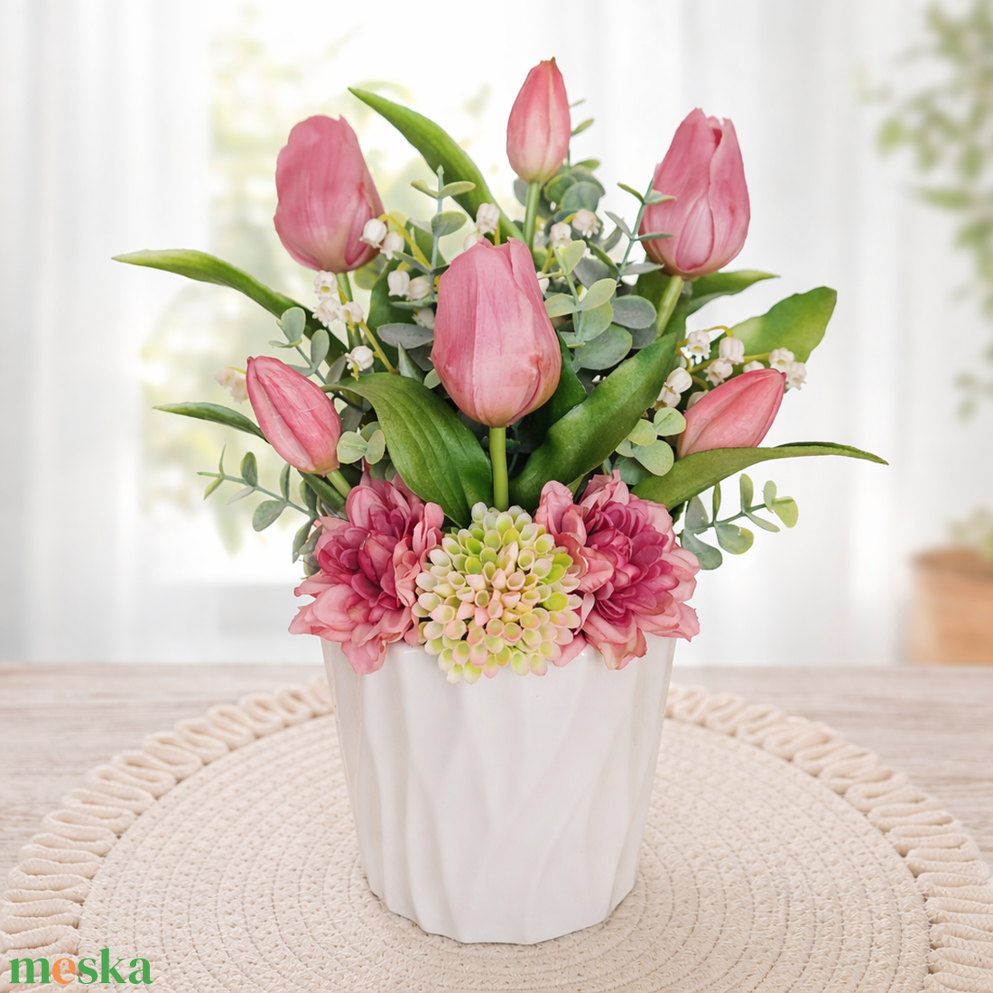 Tavaszi tulipános asztaldísz II. - otthon & életmód - dekoráció - asztal és polc dekoráció - asztaldísz - Meska.hu