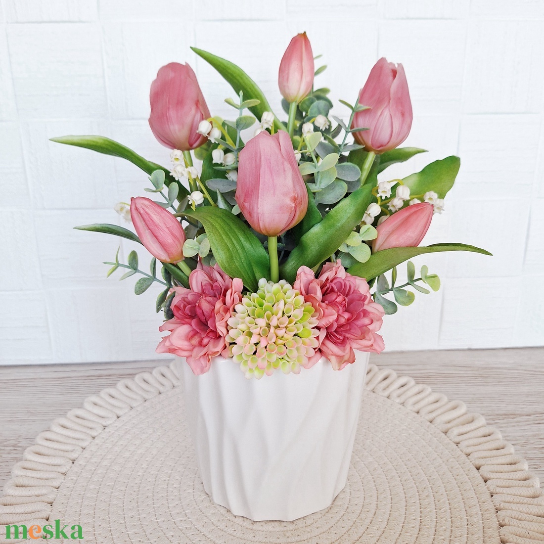 Tavaszi tulipános asztaldísz II. - otthon & életmód - dekoráció - asztal és polc dekoráció - asztaldísz - Meska.hu