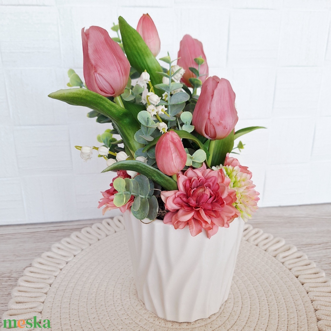 Tavaszi tulipános asztaldísz II. - otthon & életmód - dekoráció - asztal és polc dekoráció - asztaldísz - Meska.hu