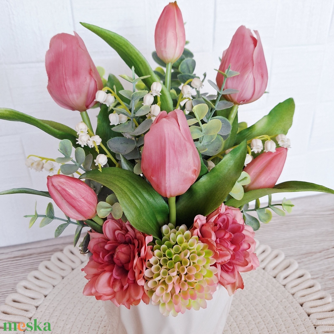 Tavaszi tulipános asztaldísz II. - otthon & életmód - dekoráció - asztal és polc dekoráció - asztaldísz - Meska.hu