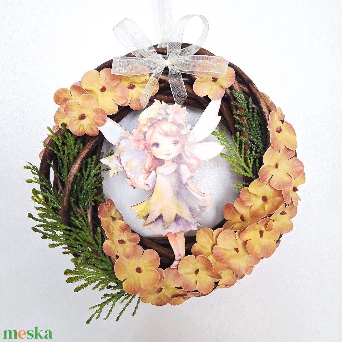 Tündéres ajtódísz hortenziával - otthon & életmód - dekoráció - ajtó- és ablak dekoráció - ajtódísz & kopogtató - Meska.hu