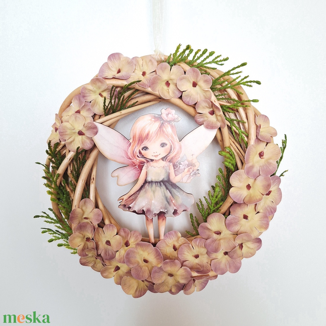 Tündéres ajtódísz hortenziával - otthon & életmód - dekoráció - ajtó- és ablak dekoráció - ajtódísz & kopogtató - Meska.hu