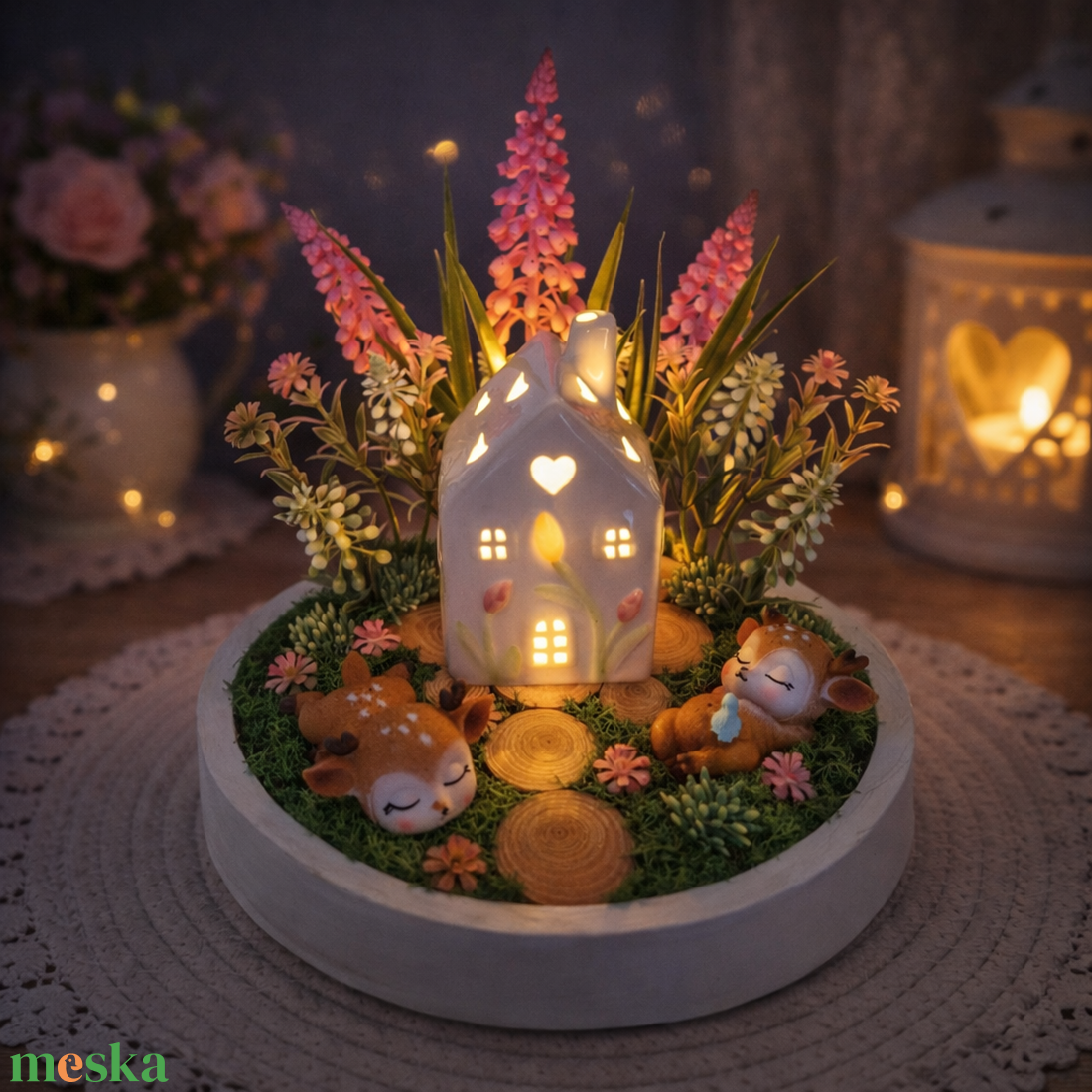 Tavaszi  dísz bájos őzikékkel - otthon & életmód - dekoráció - asztal és polc dekoráció - asztaldísz - Meska.hu