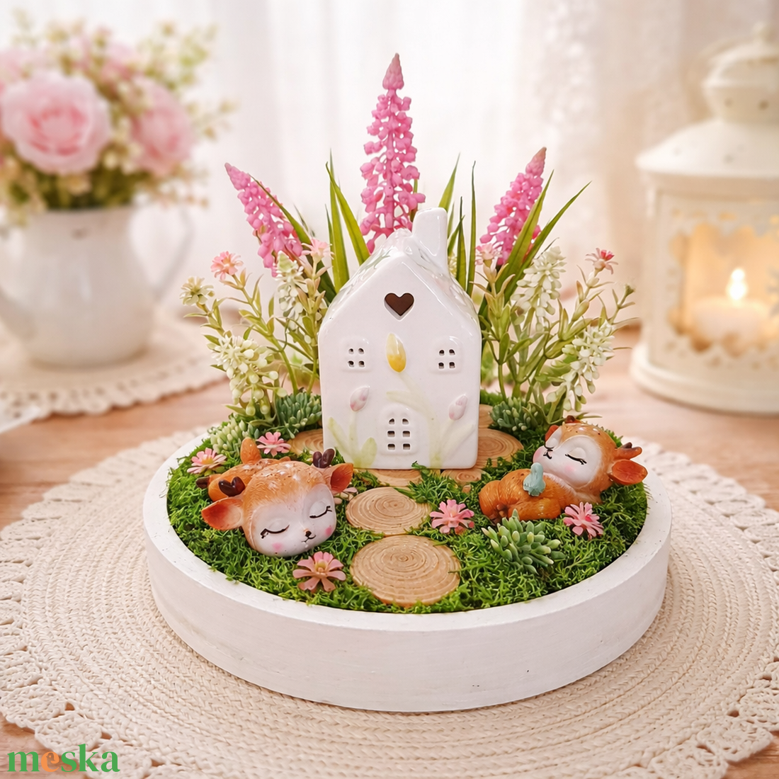 Tavaszi  dísz bájos őzikékkel - otthon & életmód - dekoráció - asztal és polc dekoráció - asztaldísz - Meska.hu