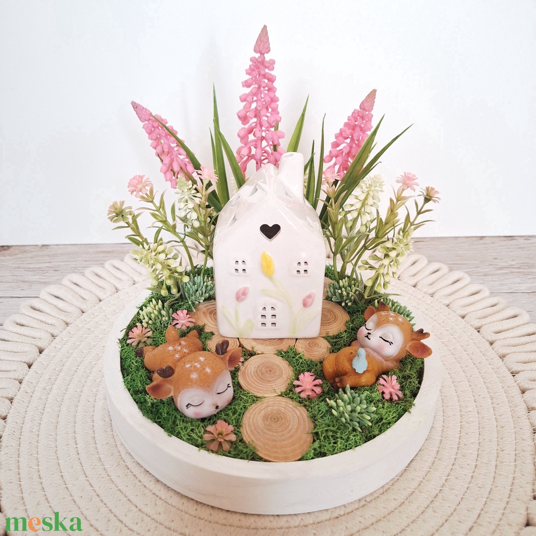 Tavaszi  dísz bájos őzikékkel - otthon & életmód - dekoráció - asztal és polc dekoráció - asztaldísz - Meska.hu