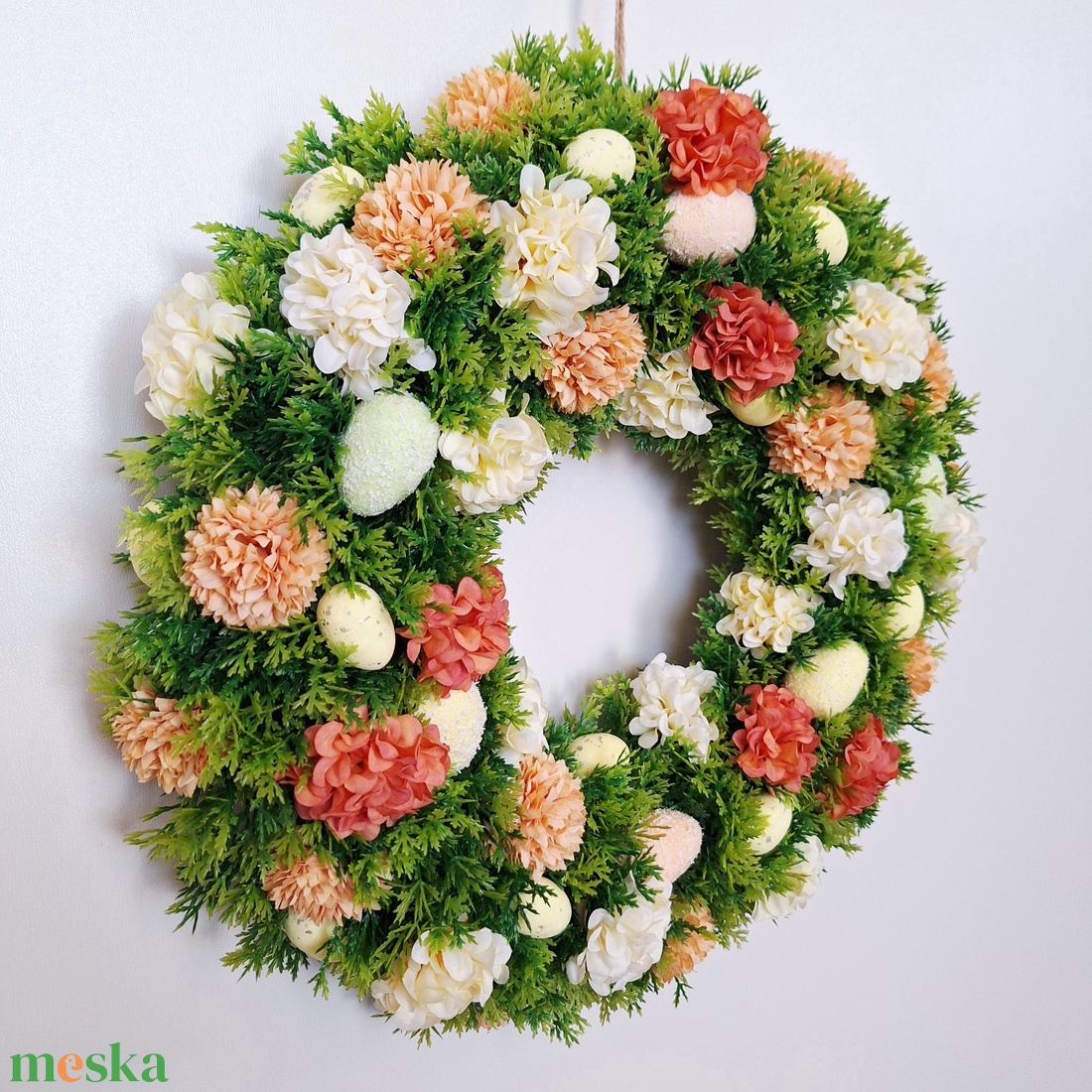 Húsvéti virágos ajtódísz - otthon & életmód - dekoráció - ajtó- és ablak dekoráció - ajtódísz & kopogtató - Meska.hu