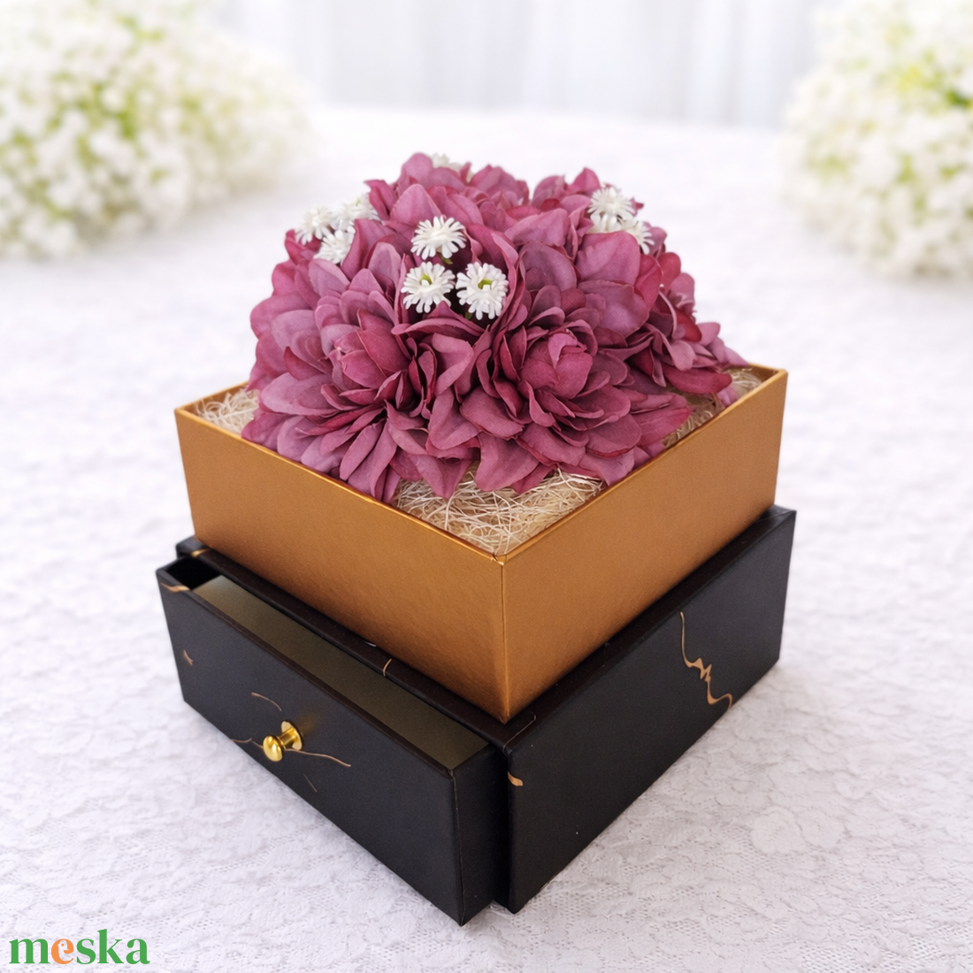 Pénz átadó kalap virágbox IV. - otthon & életmód - papír, írószer - ajándékozás kellékei - pénzátadó doboz - Meska.hu