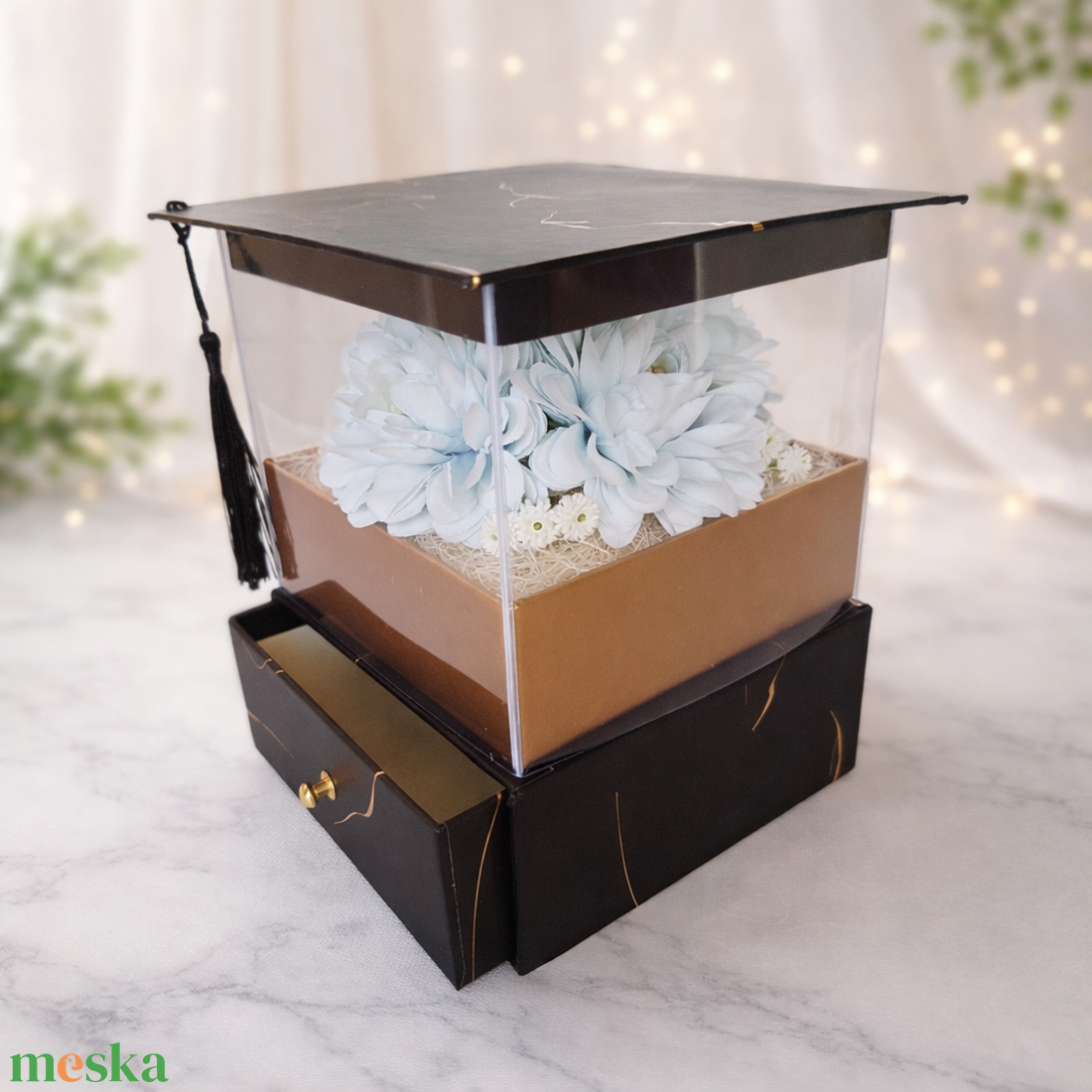 Pénz átadó kalap virágbox III. - otthon & életmód - papír, írószer - ajándékozás kellékei - pénzátadó doboz - Meska.hu