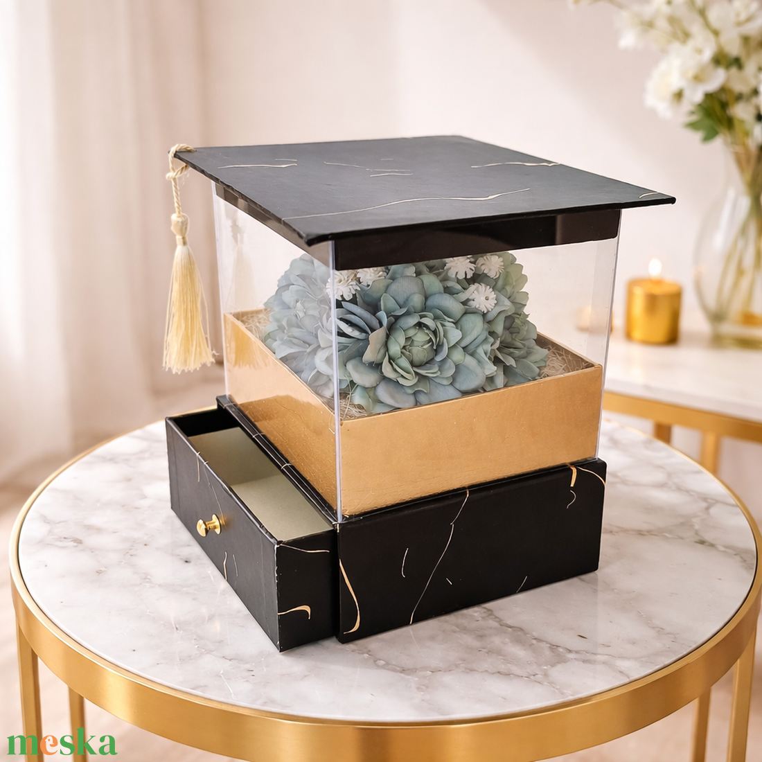 Pénz átadó kalap virágbox II. - otthon & életmód - papír, írószer - ajándékozás kellékei - pénzátadó doboz - Meska.hu