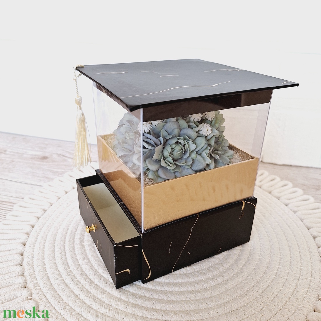 Pénz átadó kalap virágbox II. - otthon & életmód - papír, írószer - ajándékozás kellékei - pénzátadó doboz - Meska.hu