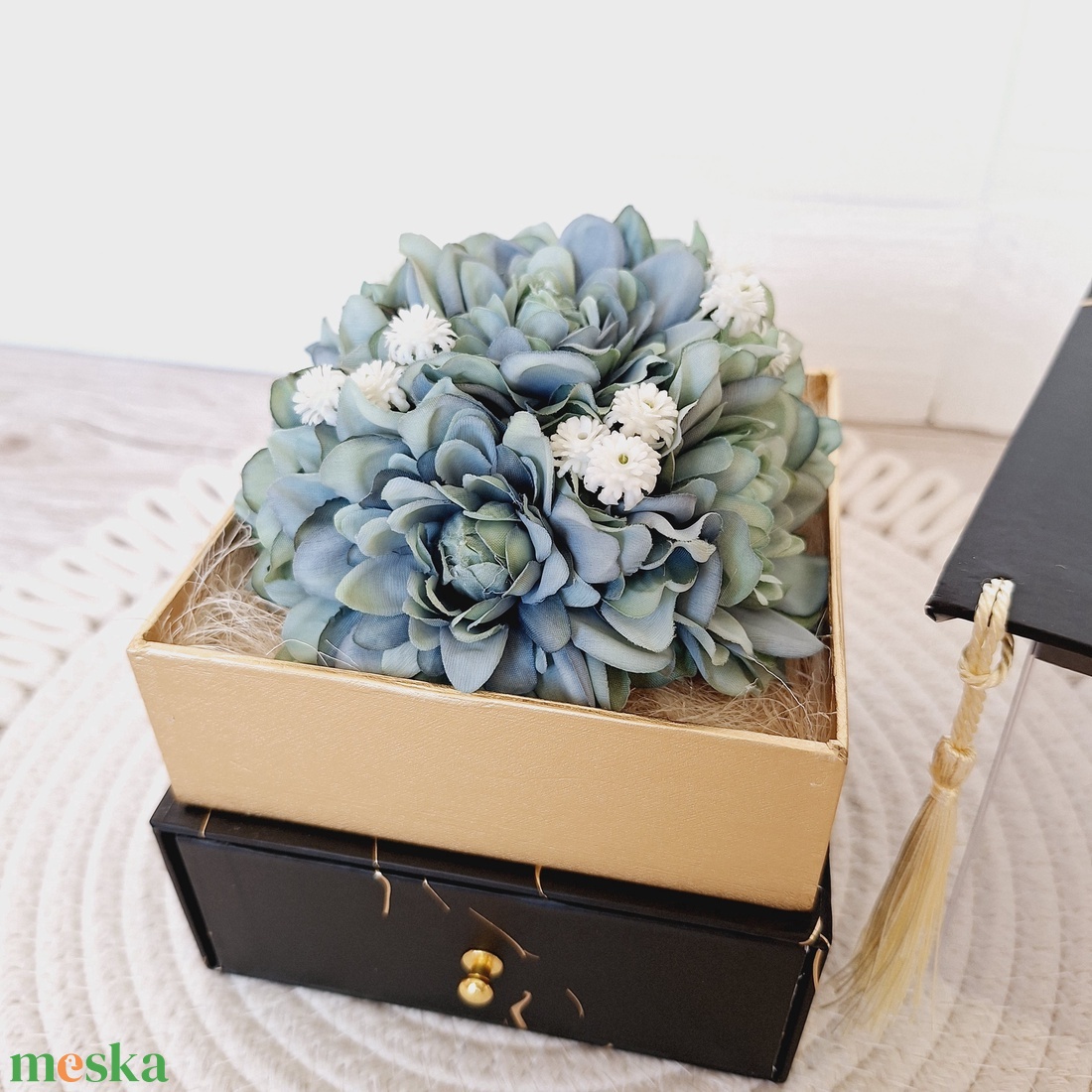 Pénz átadó kalap virágbox II. - otthon & életmód - papír, írószer - ajándékozás kellékei - pénzátadó doboz - Meska.hu