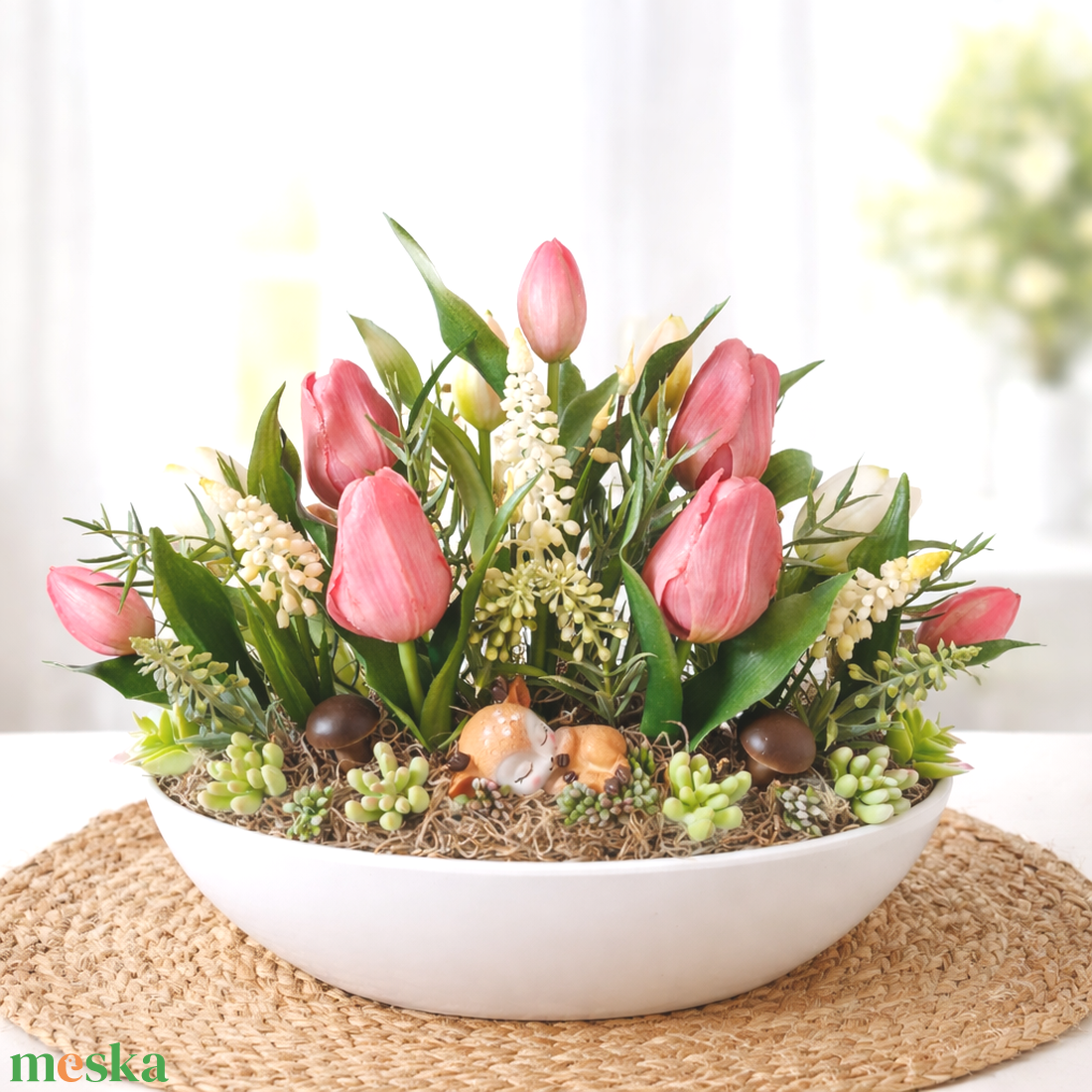 Őzikés tavaszi dísz - otthon & életmód - virágdekoráció - virágdíszek - virágdísz kaspóban - Meska.hu
