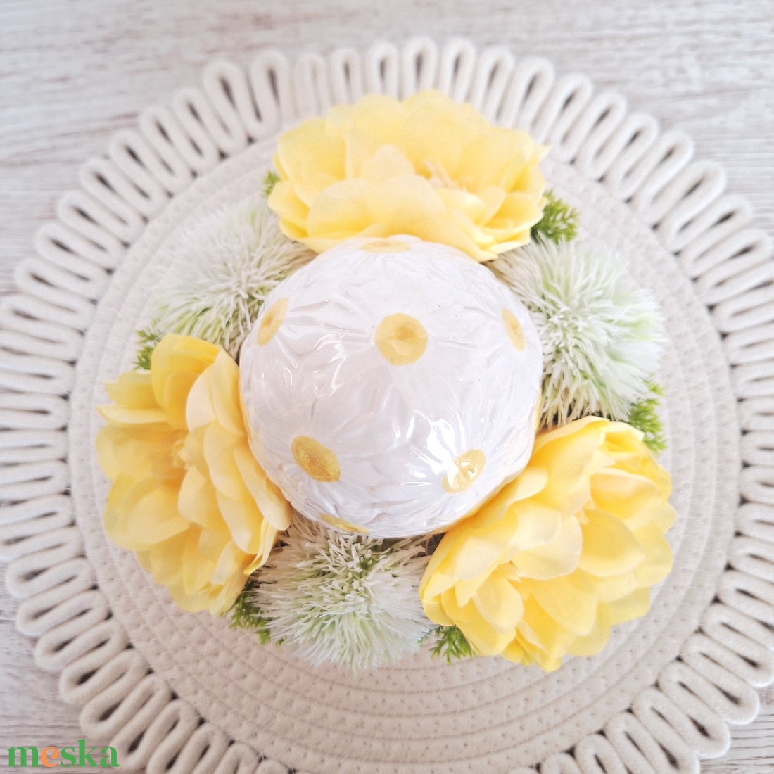   Húsveti asztaldísz kerámia tojással - ünnepi díszek, dekorációk - húsvéti díszek és dekorációk - húsvéti virágos díszek - Meska.hu