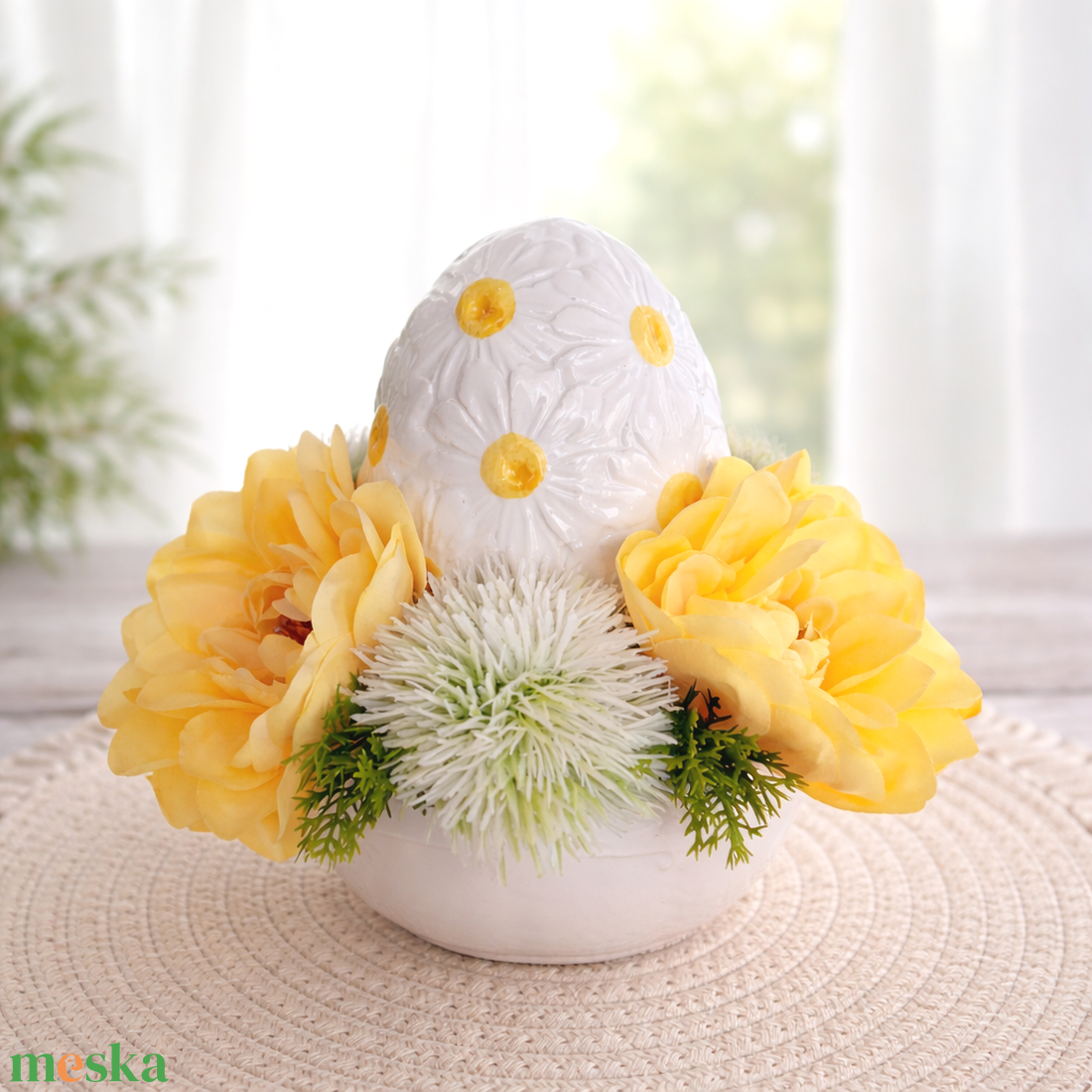   Húsveti asztaldísz kerámia tojással - ünnepi díszek, dekorációk - húsvéti díszek és dekorációk - húsvéti virágos díszek - Meska.hu