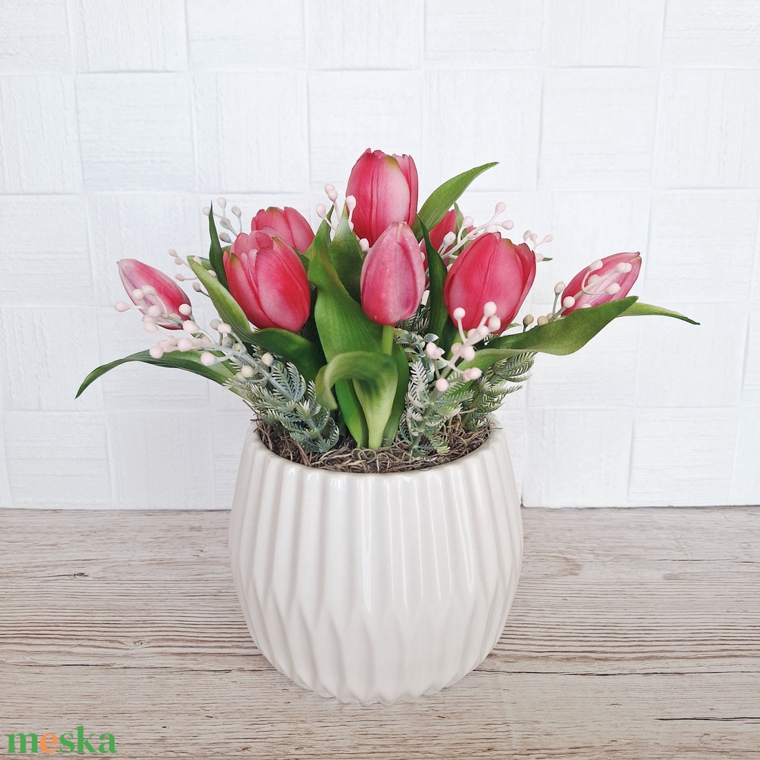 Tavaszi asztaldísz tulipánokkal II. - otthon & életmód - dekoráció - asztal és polc dekoráció - asztaldísz - Meska.hu