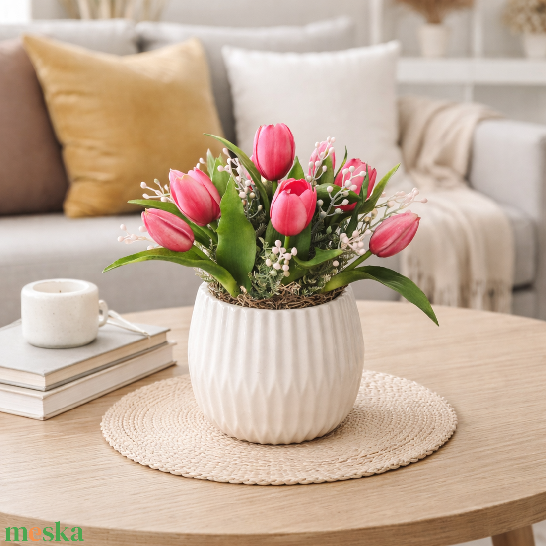 Tavaszi asztaldísz tulipánokkal II. - otthon & életmód - dekoráció - asztal és polc dekoráció - asztaldísz - Meska.hu