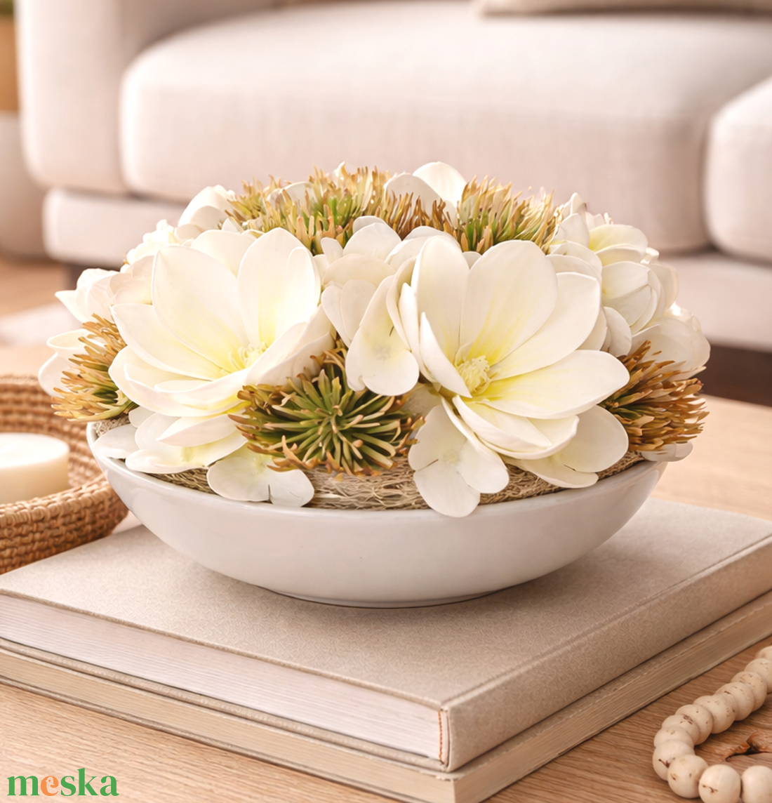 Magnólia tál - otthon & életmód - virágdekoráció - virágdíszek - virágdísz kaspóban - Meska.hu