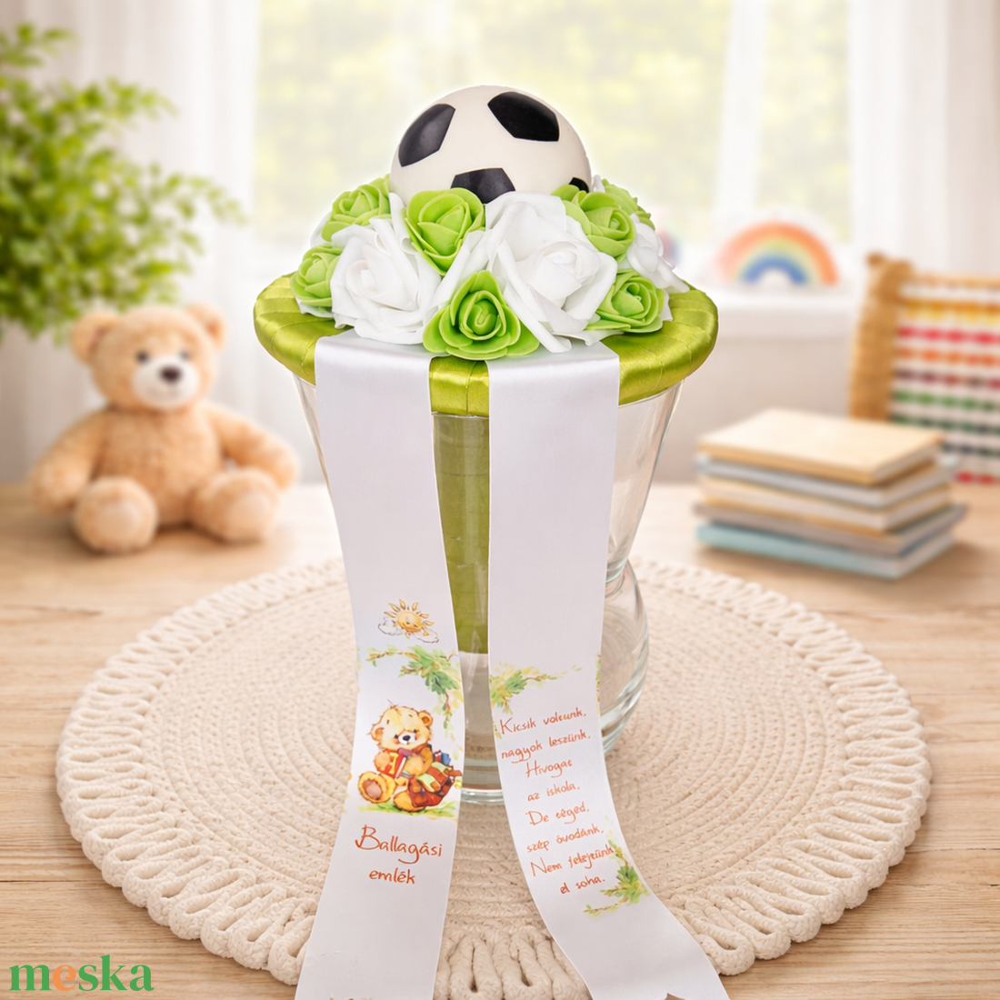 Focis ovis ballagási csokor-zöld - otthon & életmód - virágdekoráció - virágok - virágcsokor - Meska.hu