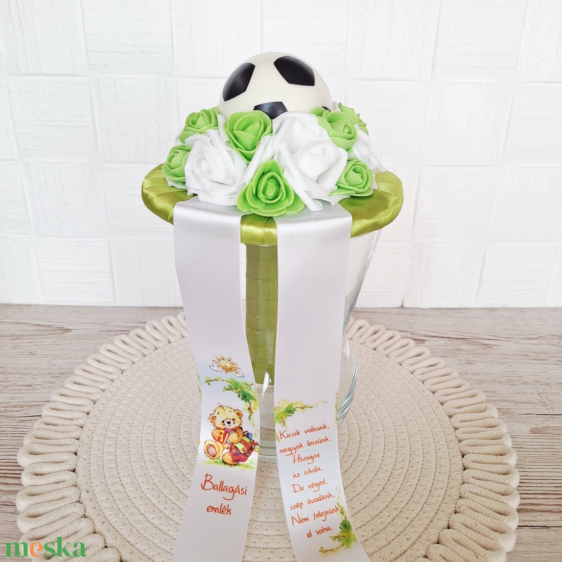 Focis ovis ballagási csokor-zöld - otthon & életmód - virágdekoráció - virágok - virágcsokor - Meska.hu