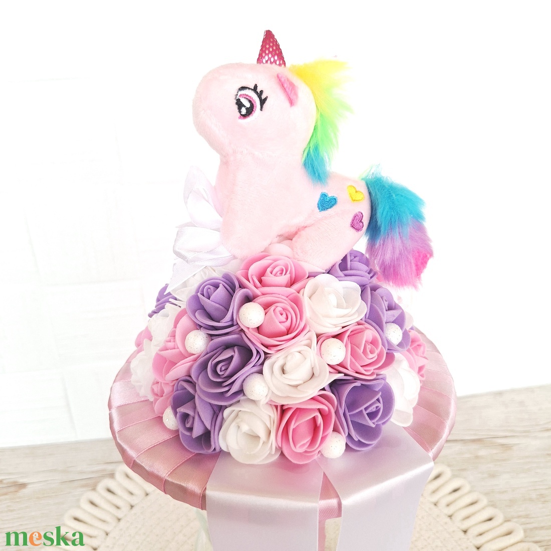 Ovis ballagási csokor plüss unikornissal I. - otthon & életmód - virágdekoráció - virágok - virágcsokor - Meska.hu