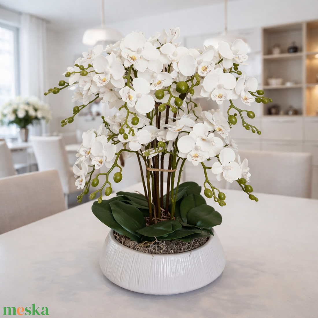 Sok virágos orchidea dekoráció kerámia tálban III. - otthon & életmód - virágdekoráció - virágdíszek - virágdísz kaspóban - Meska.hu