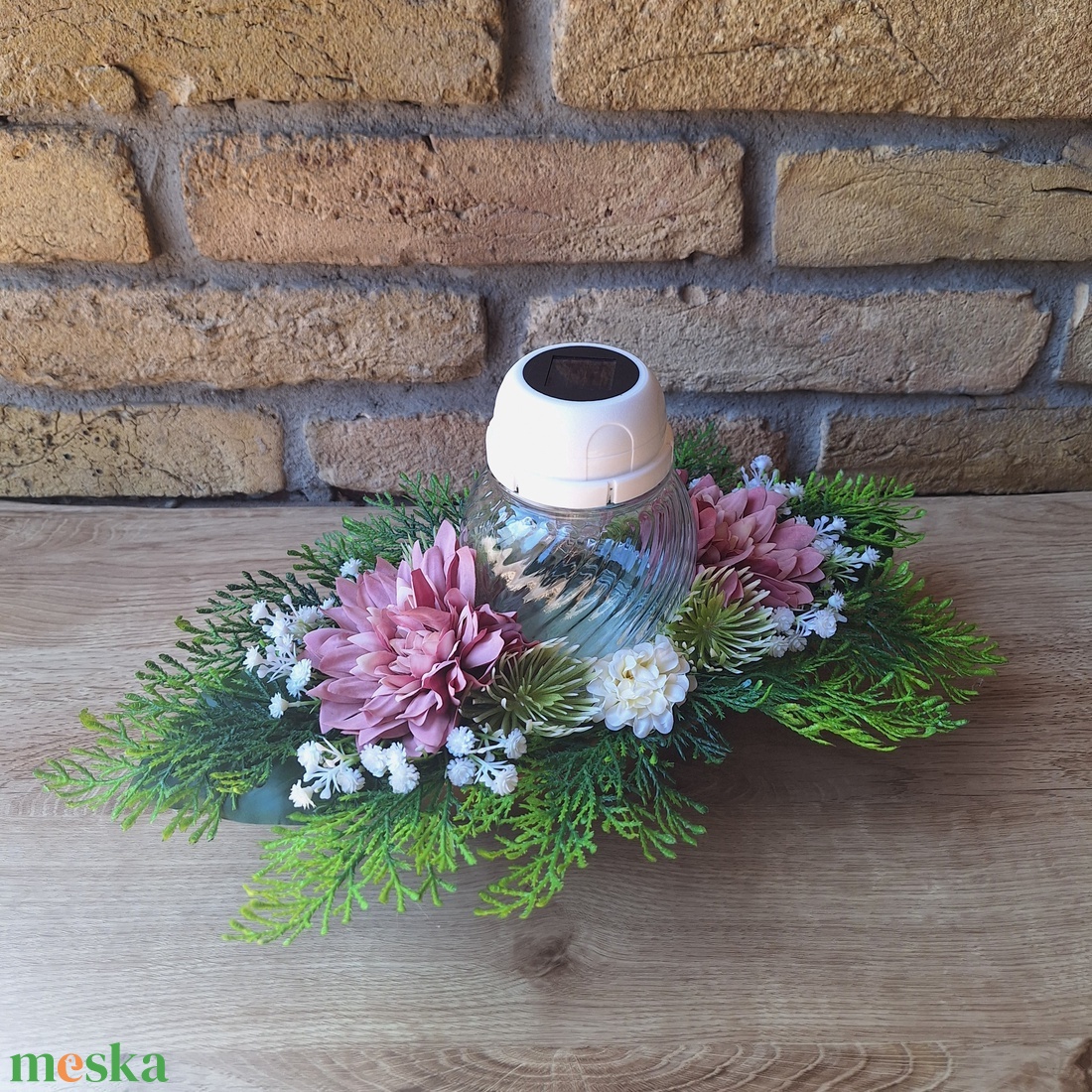 Sírdísz napelemes mécsessel  - otthon & életmód - vallás - temetkezési tárgy - sírdísz, kegyeleti dísz - Meska.hu