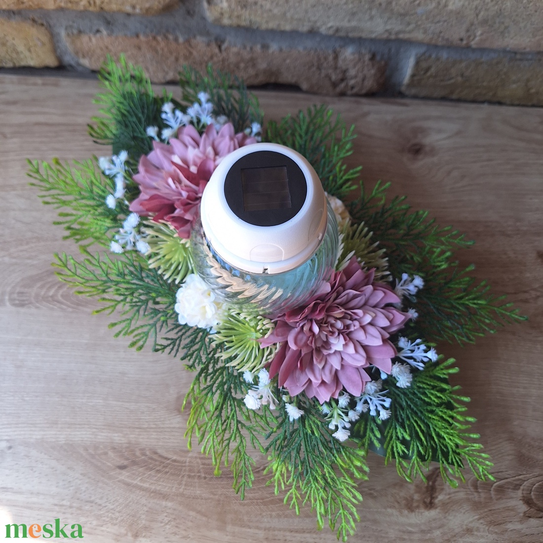 Sírdísz napelemes mécsessel  - otthon & életmód - vallás - temetkezési tárgy - sírdísz, kegyeleti dísz - Meska.hu