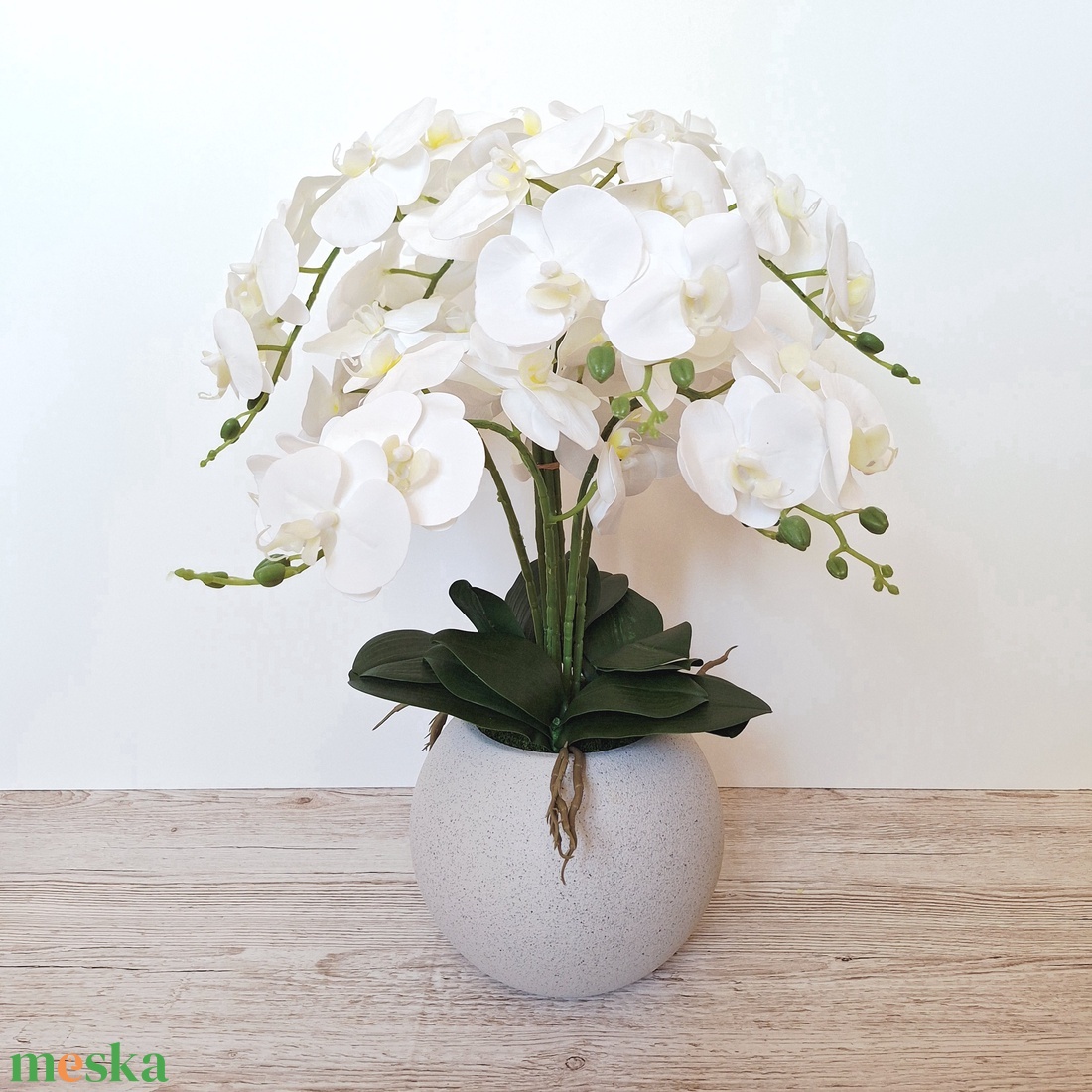 Sokvirágú orchidea dekoráció  - otthon & életmód - virágdekoráció - virágdíszek - virágdísz kaspóban - Meska.hu