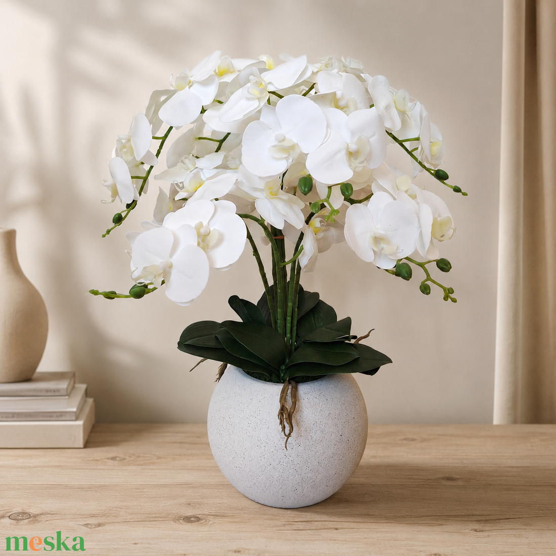 Sokvirágú orchidea dekoráció  - otthon & életmód - virágdekoráció - virágdíszek - virágdísz kaspóban - Meska.hu