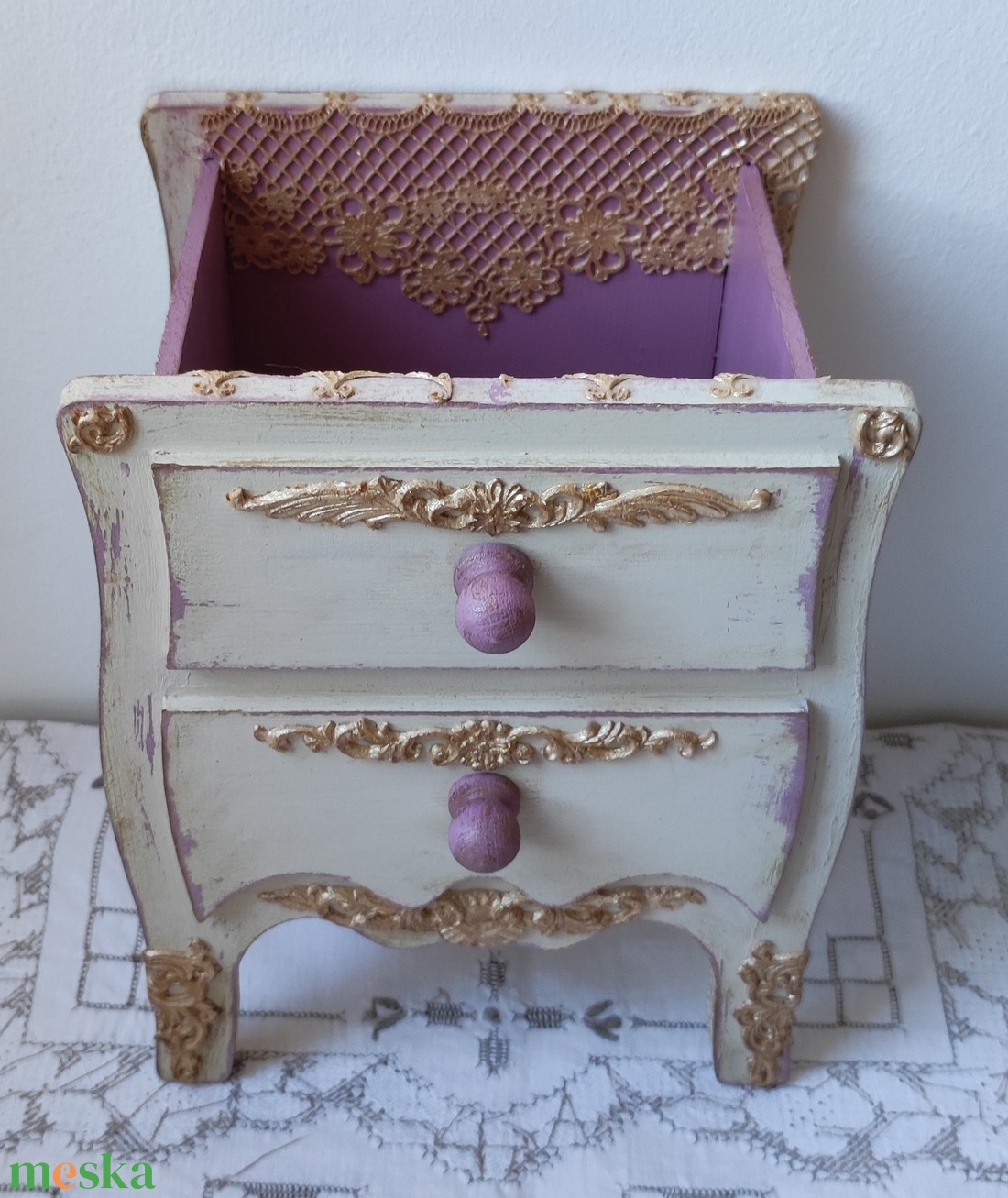 Romantikus tároló, mini szekrényke - otthon & életmód - tárolás & rendszerezés - íróasztali tároló - Meska.hu