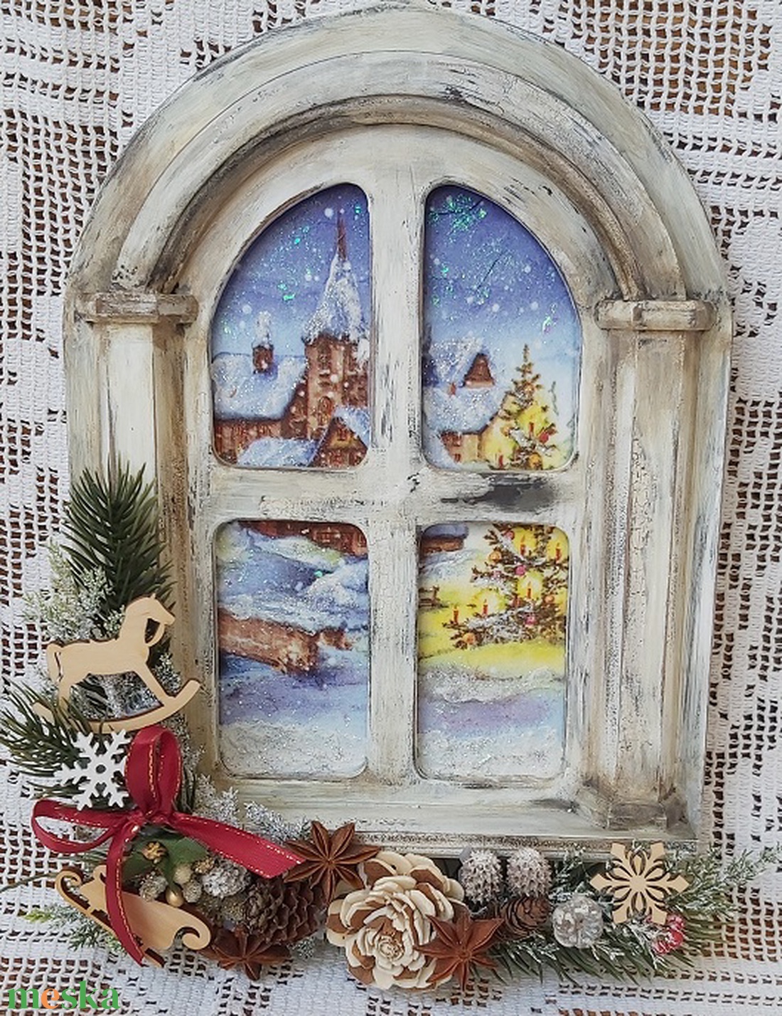 Karácsonyi ajtódísz, falidísz, kopogtató - karácsony - adventi díszek - adventi ajtódísz - Meska.hu