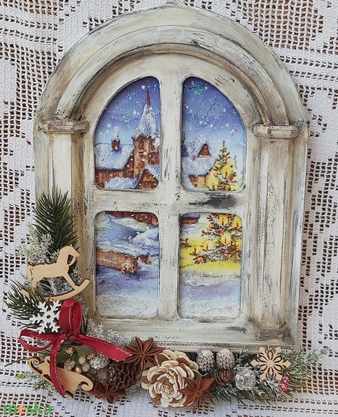 Karácsonyi ajtódísz, falidísz, kopogtató - karácsony - adventi díszek - adventi ajtódísz - Meska.hu