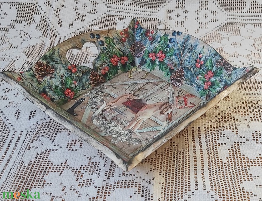 Karácsonyi kínáló tálca - otthon & életmód - konyhafelszerelés, tálalás - tálalás - tálca - Meska.hu