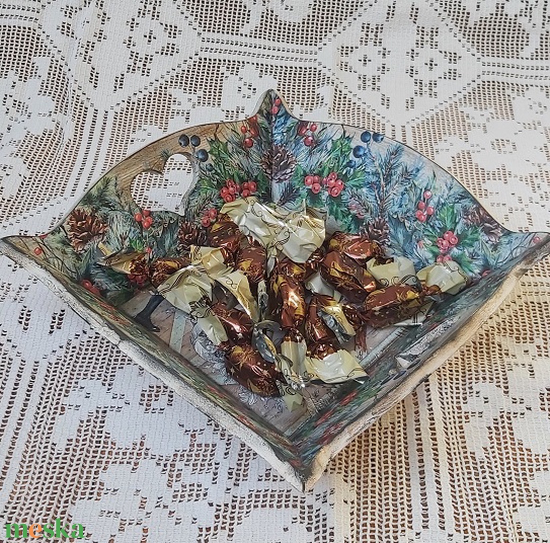 Karácsonyi kínáló tálca - otthon & életmód - konyhafelszerelés, tálalás - tálalás - tálca - Meska.hu
