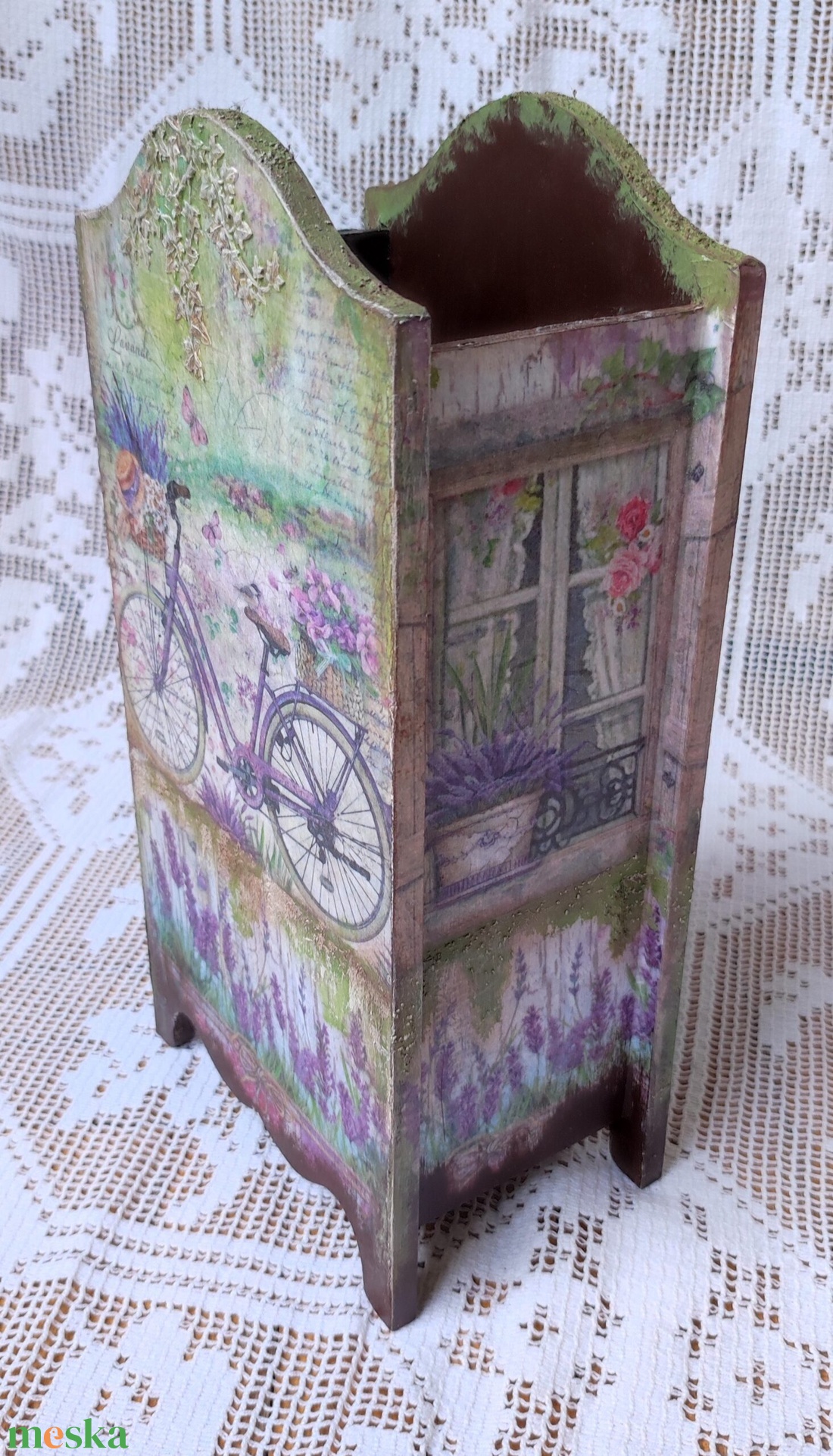 Fiókos tároló szekrényke provanszi stílusban, írószertartó - otthon & életmód - tárolás & rendszerezés - íróasztali tároló - Meska.hu