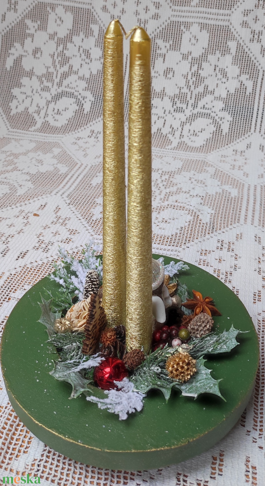 Adventi / karácsonyi asztaldísz angyalkával - karácsony - adventi díszek - adventi asztaldísz - Meska.hu